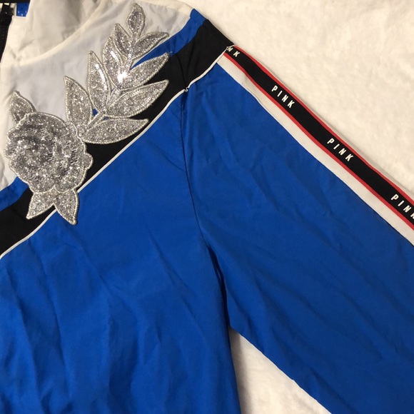 Victoria’s Secret PINK Anorak Windbreaker Jacket Blue with Bling (M/L) - Picture 10 of 16